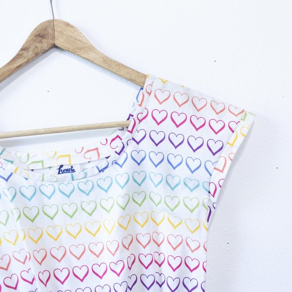 rainbow dress, heart print handmade dress - Picture 7 of 8